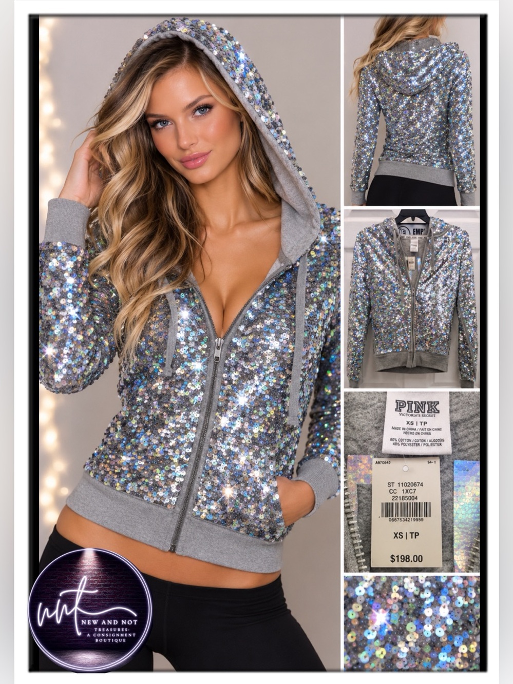 Victoria’s Secret PINK 2013 Fashion Show Sequin Hoodie NWT $198 XS Rare Bling